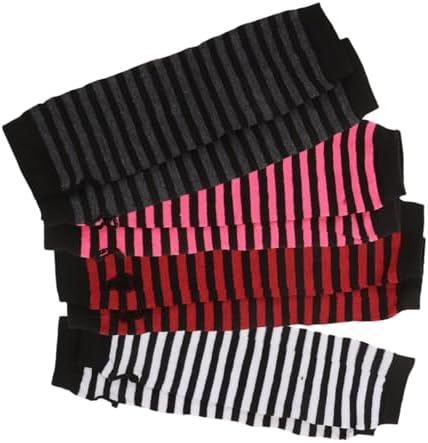 FRCOLOR Women Striped Fingerless Gloves for Winter 1