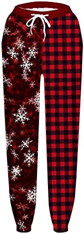 sdbrld Christmas Print High Waist Faux Leather Womens sweatpants