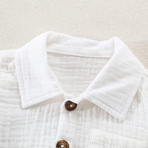 SHIBAOZI Toddler Boy Summer Outfit 2PCS Button-Down Shirt Shorts with Pockets