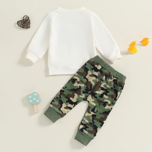 Baby Boys Pants Set Camouflage Sweatshirt with Long Sleeve Embroidery Letters