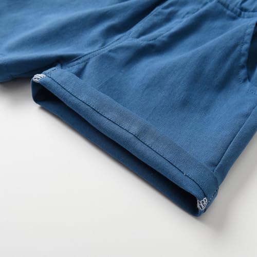 Feidoog Baby Boys Cotton Linen Shorts Set