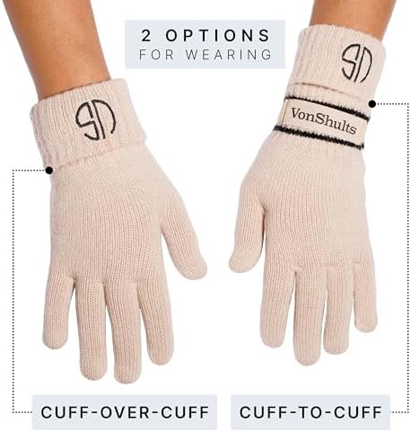 VonShults Merino Wool Winter Gloves Elastic Stylish for Men Women