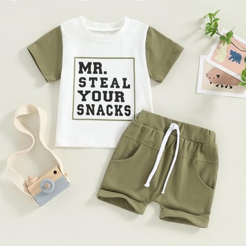 Rtnnsbbfcm Toddler Boy Summer Outfit with Mr Steal Your Snacks