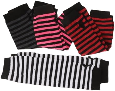Cute Striped Fingerless Gloves Long Arm Warmers for Women Winter Protection
