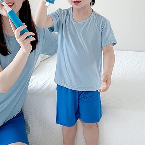 Boys Summer Solid Block Color Shorts Set