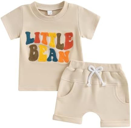 GinEvsal Little Bean Toddler Boy Summer Short Sleeve Outfitted