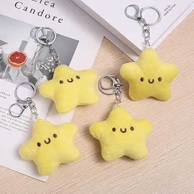 Perfect for Car Bags Keys - Adorable Plush Star Keychain