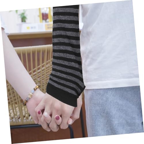 VANZACK Womens Knitted Fingerless Gloves with Striped Design