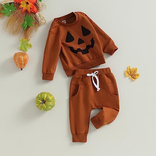 SAYOO Halloween Baby Outfit 2Pcs Pumpkin Ghost Sweatshirts Jogger Pants