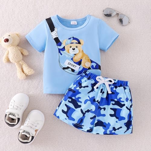 Camo Bear Style Toddler Shorts Set
