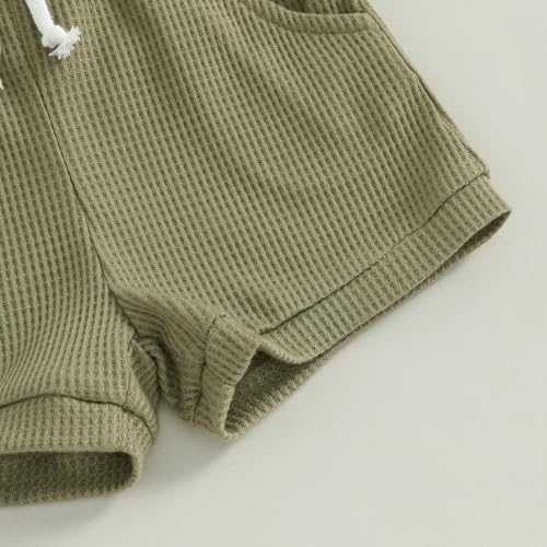 MERSARIPHY Newborn Boy Summer Waffle Knit Romper Set