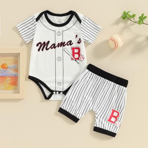 Baby Boy Baseball Outfit - Lightweight Romper Shorts Set for Summer