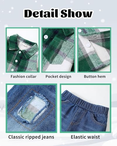 High-Quality Toddler Boys Plaid Jean Set