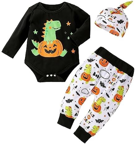 Infant Halloween pumpkin print Romper Set for Boys Girls