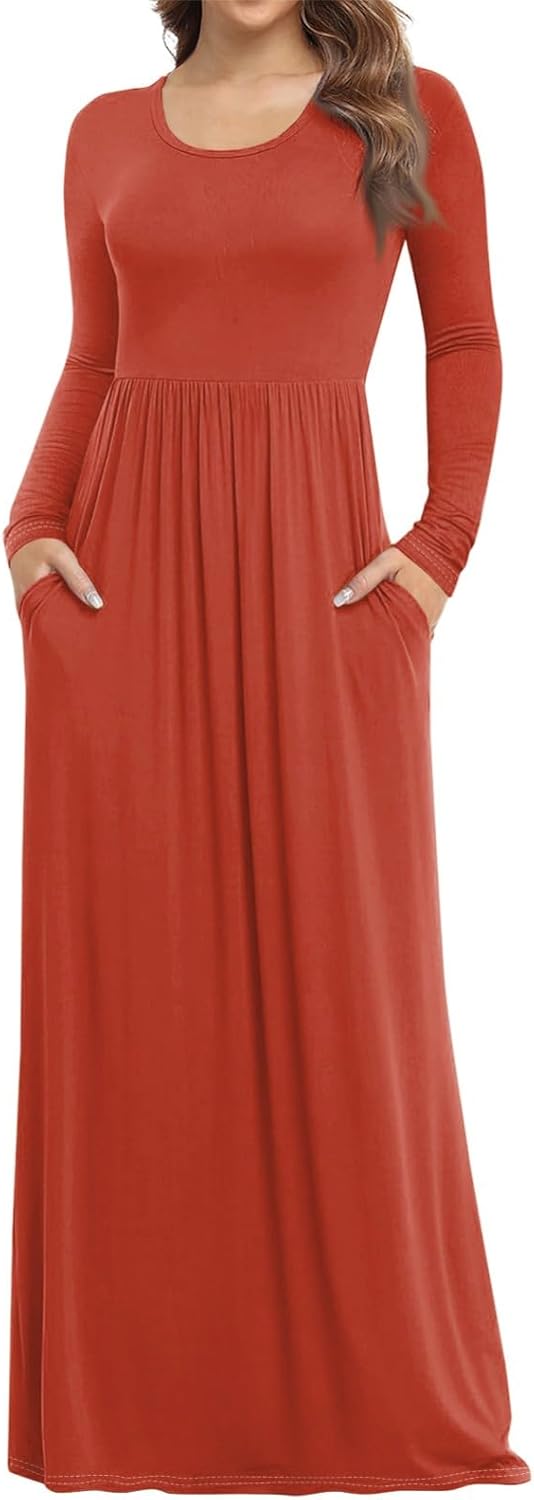 Womens Spring Maxi Dress with Pockets