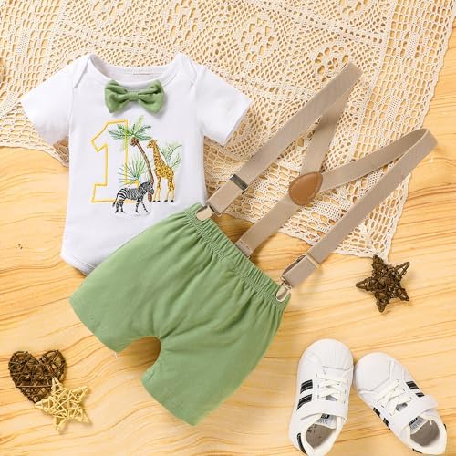 GRNSHTS Baby Boy Funny First Birthday Clothes Tropical Fruit and Animal Romper