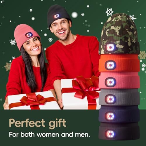 Olulse Unisex Winter Beanie with Built-in LED Light for Men Women