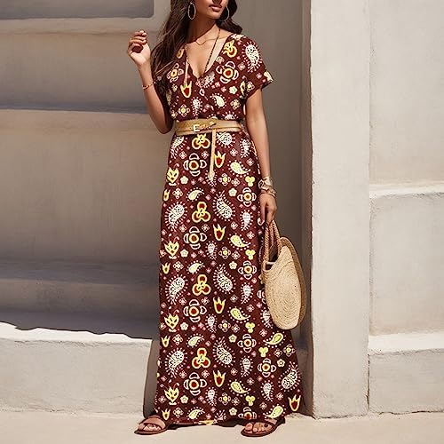 Bloom ing summer arrive Boho Bohemian style Womens Casual Beach Vacation Dress 2025