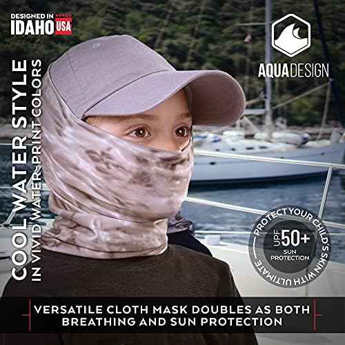 Seven Cool Water Print Kids Neck Gaiter Youth UPF 50Sun Protection
