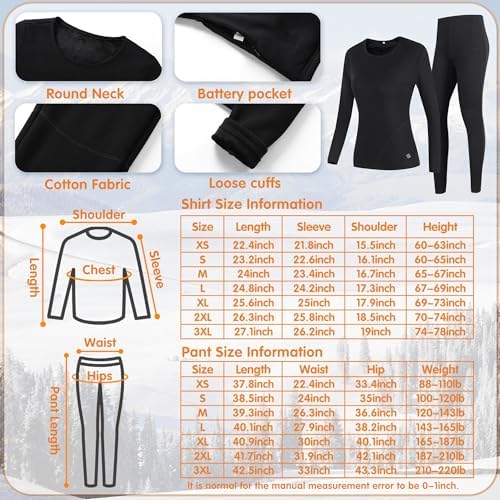 Electric Heated undergarment set for women Fleece ThermalBaselayer 28 Area Heating