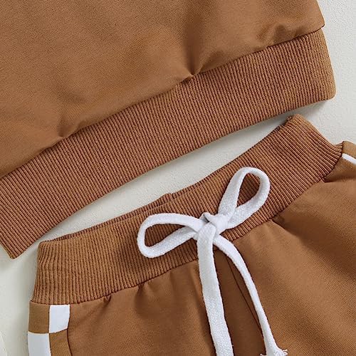 Cutie Toddler Boy Fall Outfit Soft Elastic Crewneck Pants Set