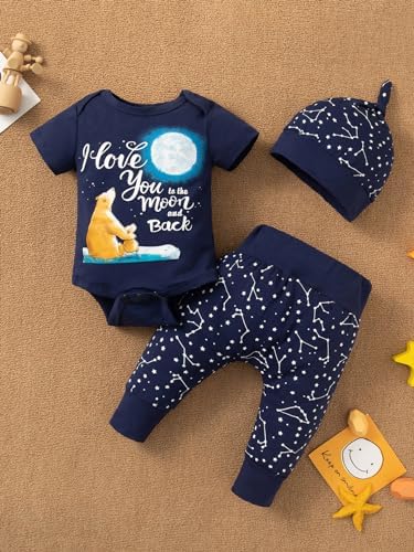Space Themed Romper Set for Baby Boy Cooee Cool Machine Washable