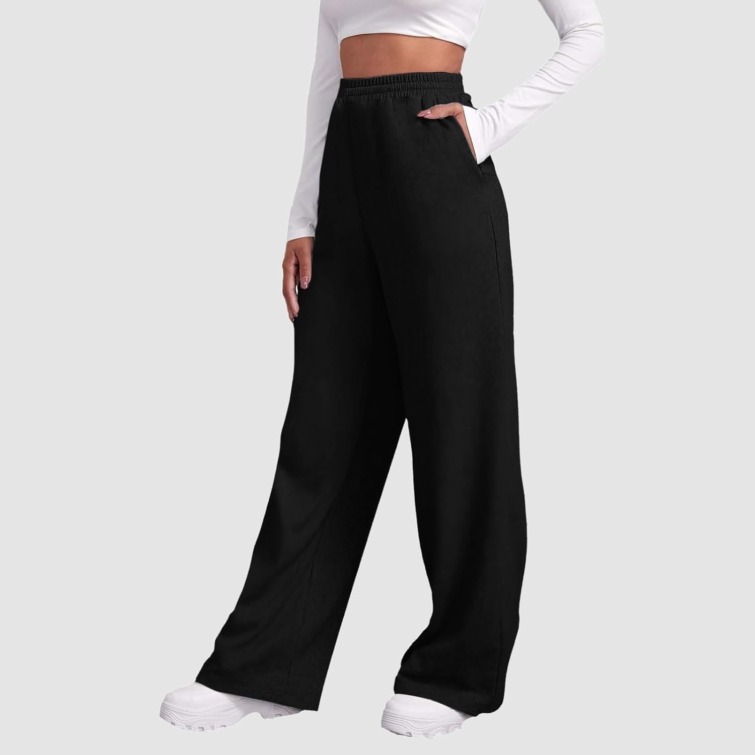 FAYUYIYO Womens Comfortable Plus Size Wide Leg Sweatpants