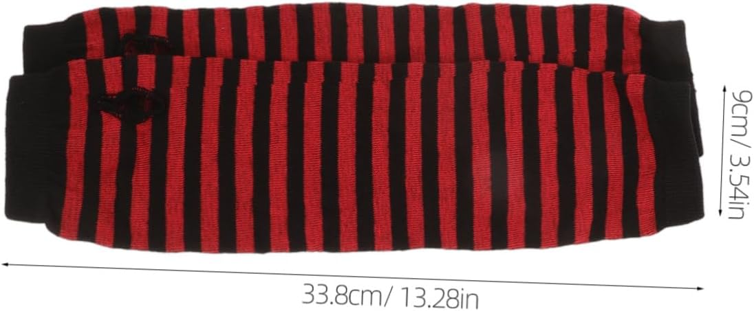 VANZACK Womens Knitted Fingerless Gloves with Striped Design