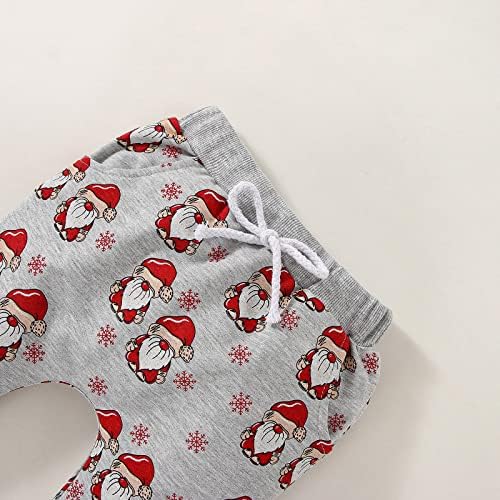 Newborn Baby Christmas Outfit Set Santa Print Cotton Blouse Pants Pullover