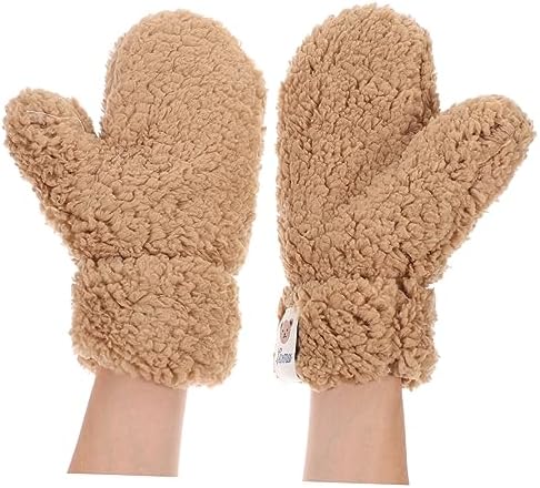Cute WOFASHPURET Cartoon Winter Plush Mittens for Thickened Thermal Gloves