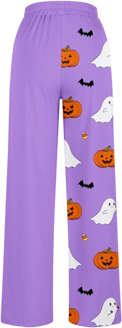 Festive Halloween Wide Leg Joggers for Women