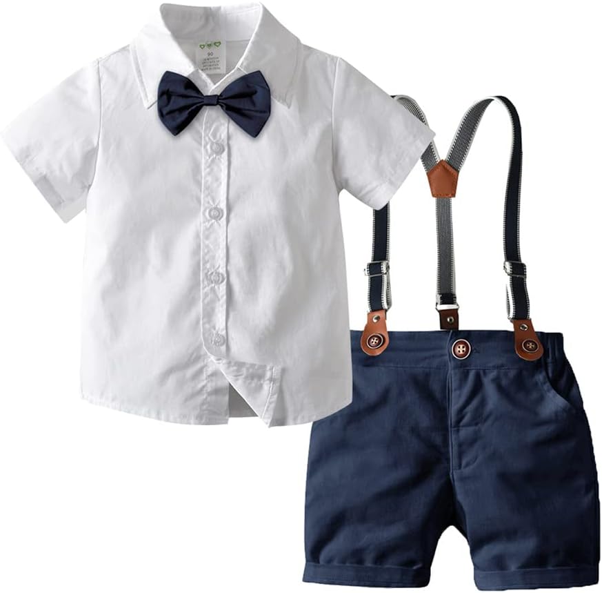 IDOPIP Toddler Boys Formal Tuxedo Suit Set