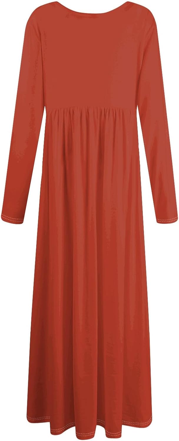 Womens Spring Maxi Dress with Pockets