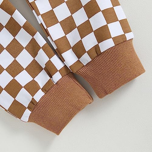 Toddler Baby Boy Plaid Sweatshirt Pant Set 2Pcs Fall Winter Outfit