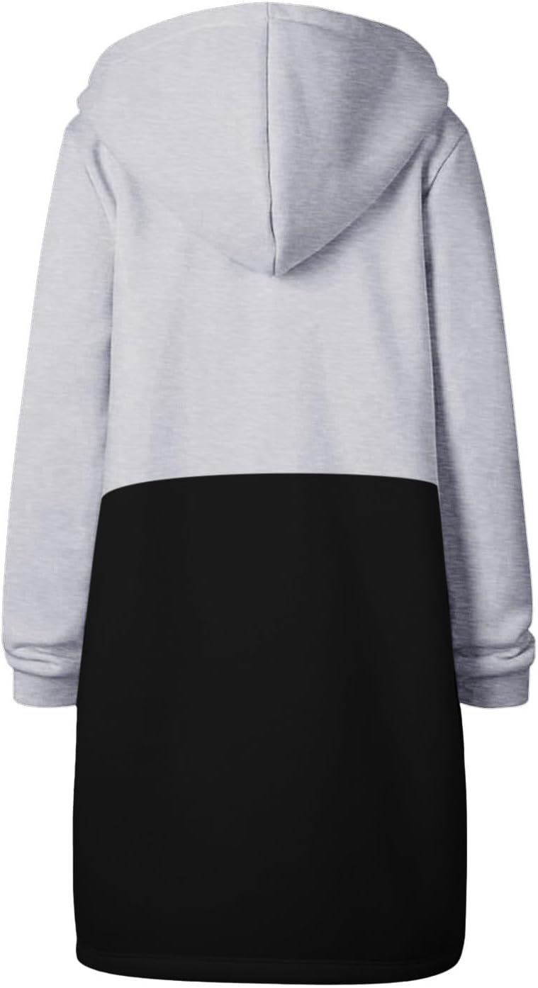 GOFULY Womens Plus Size Fleece Full Zip Knee Length Tunic Sweatshirt