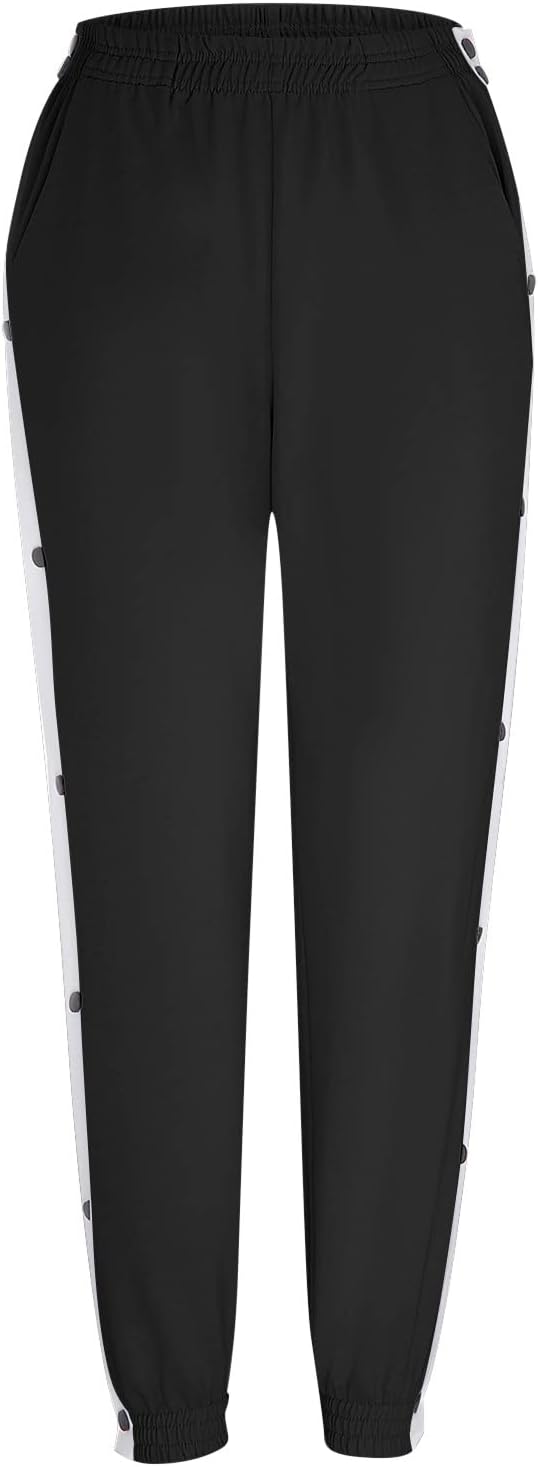 High-waisted split-side striped womens sweatpants for active
