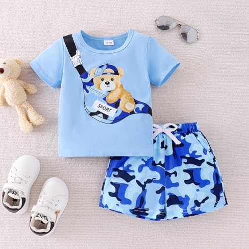 Camo Bear Style Toddler Shorts Set