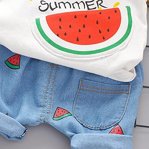 Watermelon Print Denim Shorts for Boys Girls Summer Outfit Set
