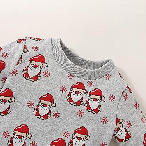 Newborn Baby Christmas Outfit Set Santa Print Cotton Blouse Pants Pullover
