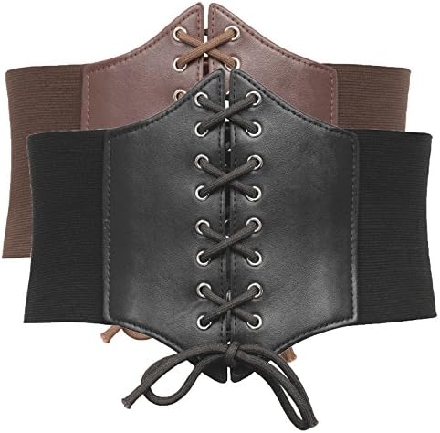 GRACE KARIN Adjustable Leather Waist Belt with Lace-up Closure for Women