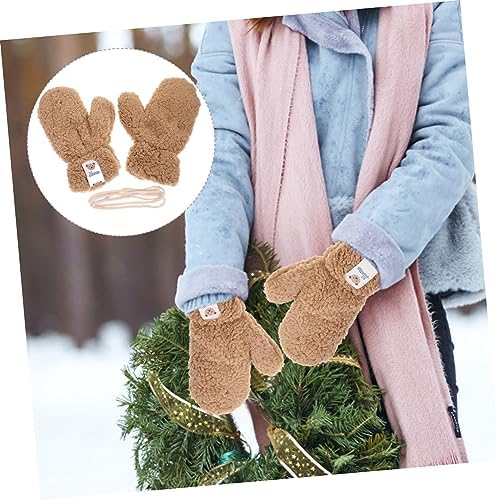 Cute WOFASHPURET Cartoon Winter Plush Mittens for Thickened Thermal Gloves