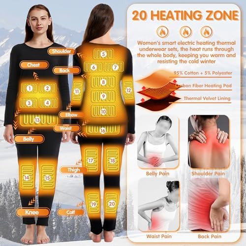 20-Zone Heating Underwear for Women - Long Johns Set