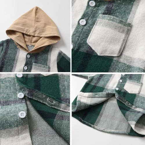 Feidoog Toddler Boys Plaid Hoodie Pants Set