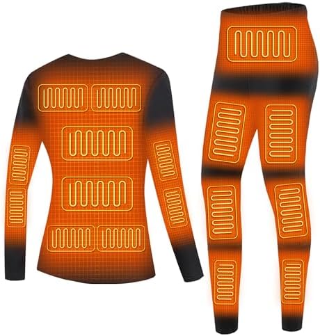 Electric Heated undergarment set for women Fleece ThermalBaselayer 28 Area Heating