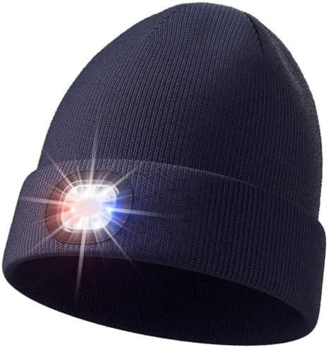 Olulse Unisex Winter Beanie with Built-in LED Light for Men Women