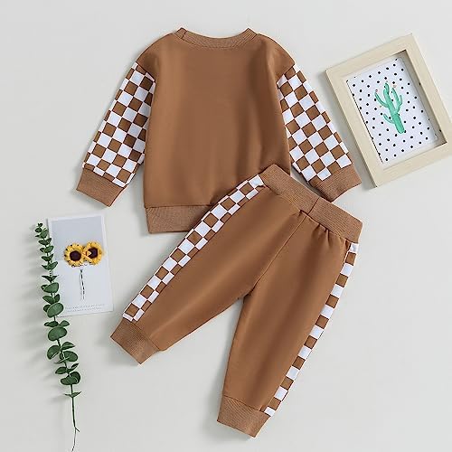 Cutie Toddler Boy Fall Outfit Soft Elastic Crewneck Pants Set