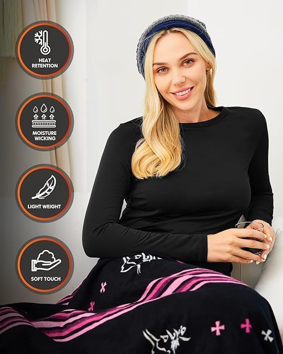 CL Convallaria Womens Thermal Underwear Set - Warm Comfortable and Stylish