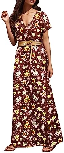 Bloom ing summer arrive Boho Bohemian style Womens Casual Beach Vacation Dress 2025