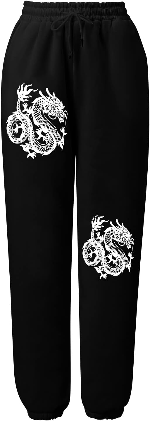 Hasta Dragon Print High Waisted Sweatpants