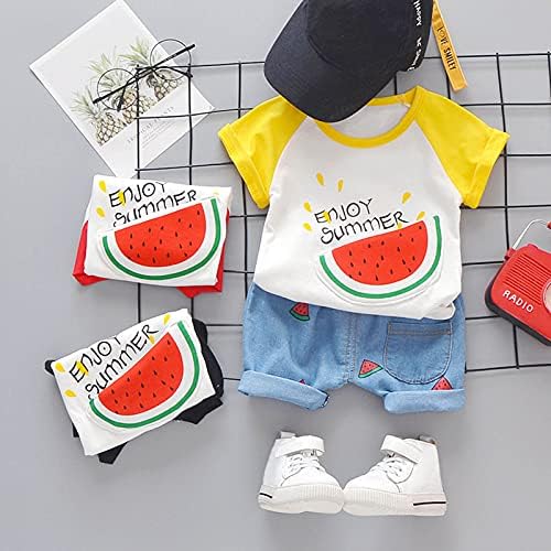 Watermelon Print Denim Shorts for Boys Girls Summer Outfit Set